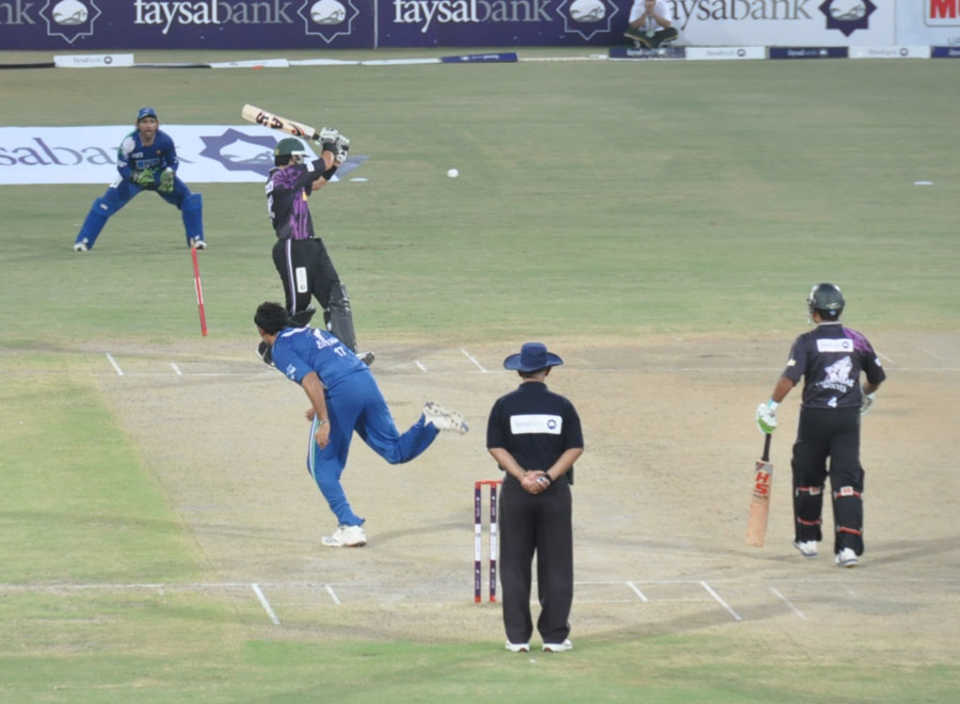 Misbah-ul-haq is bowled by Sohail Khan, Faisalabad v Karachi, Faysal Bank Super Eight T-20 Cup, Faisalabad, June 28, 2011