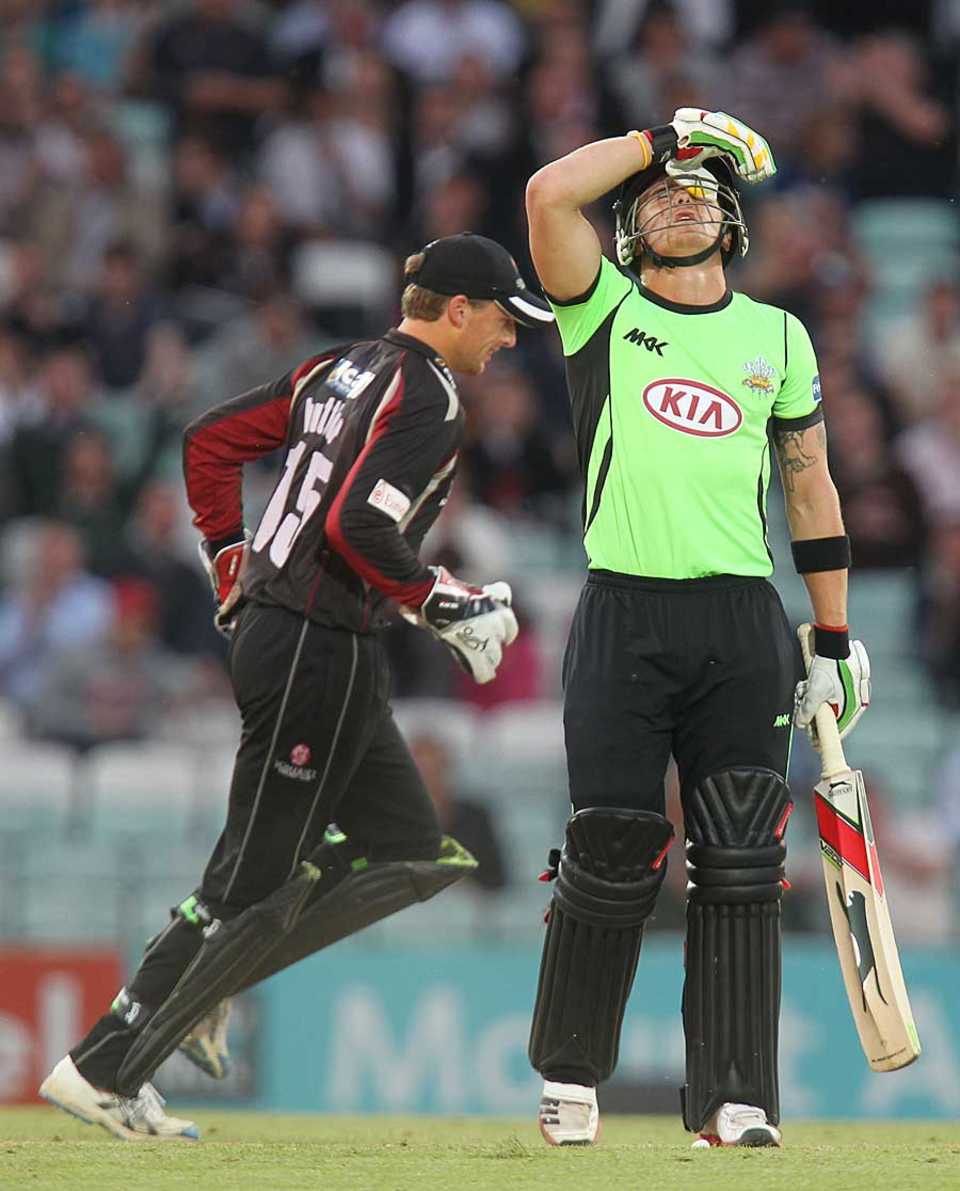 Jason Roy doesn't hide his disapointment after being stumped, Surrey v Somerset, Friends Life t20, The Oval, June 30, 2011