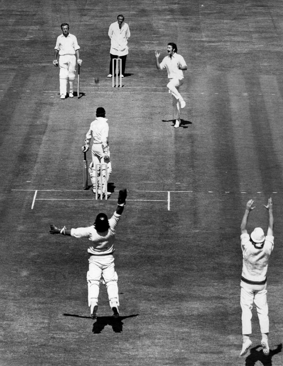 Dennis Lillee has Alan Knott caught behind for 92