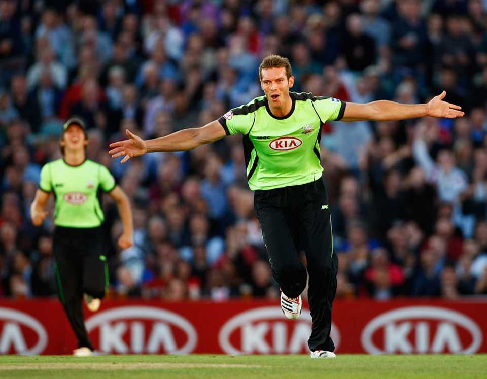 Chris Tremlett celebrates another wicket during his 4 for 16