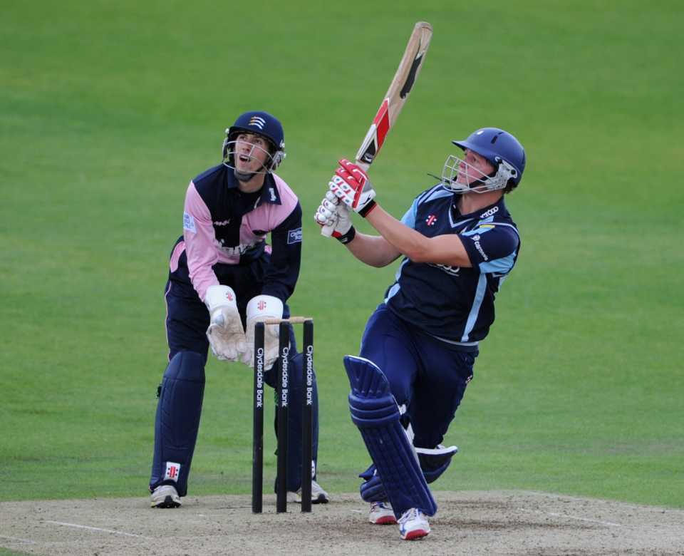 Gary Ballance crunches a leg-side boundary during his aggressive 71, Yorkshire v Middlesex, Clydesdale Bank 40, Headingley, July 17 2011