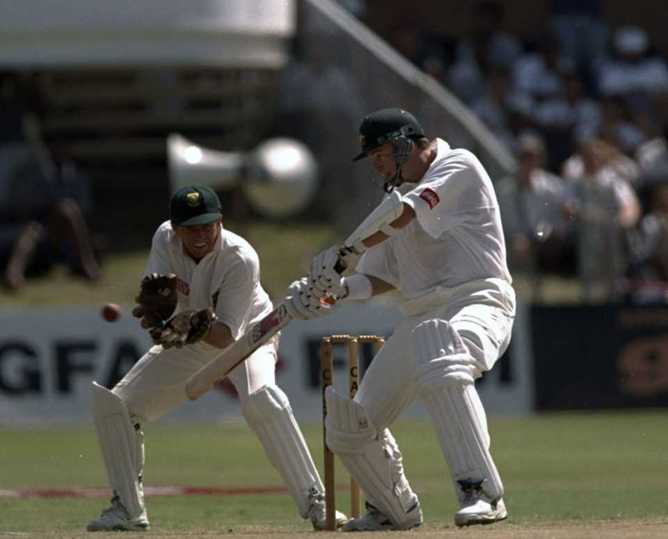 Mark Waugh cuts on his way to a match-winning century, South Africa v Australia, 2nd Test, Port Elizabeth, 2nd Test, 4th day, March 18, 1997