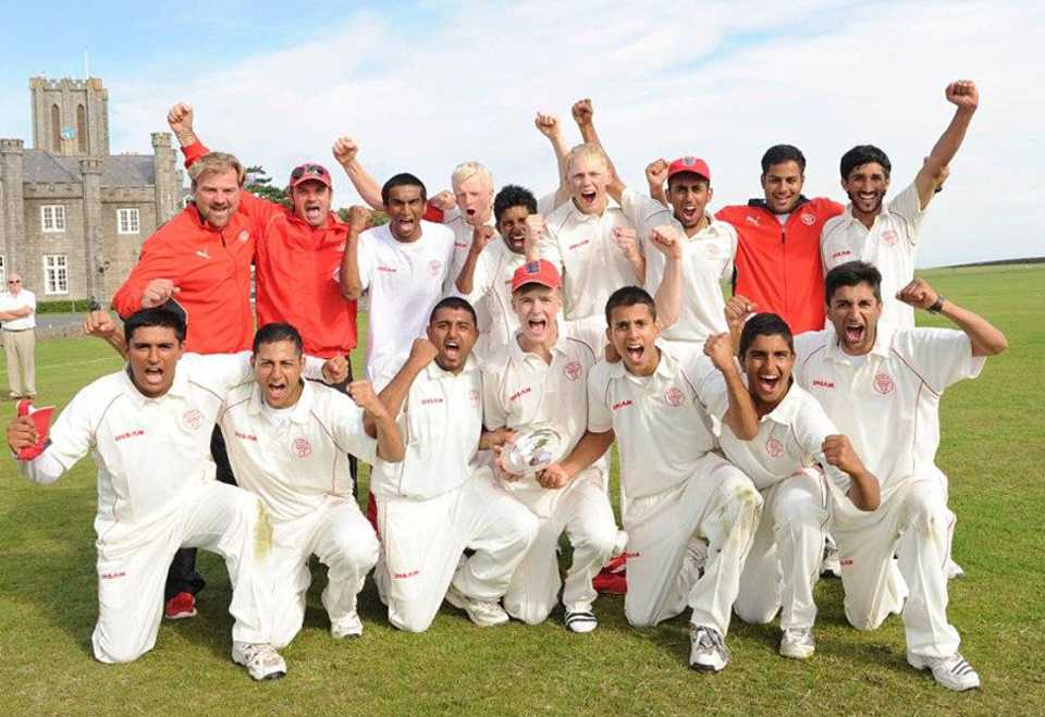 Denmark U19 celebrate after their 60-run victory in the final over Isle of Man U19