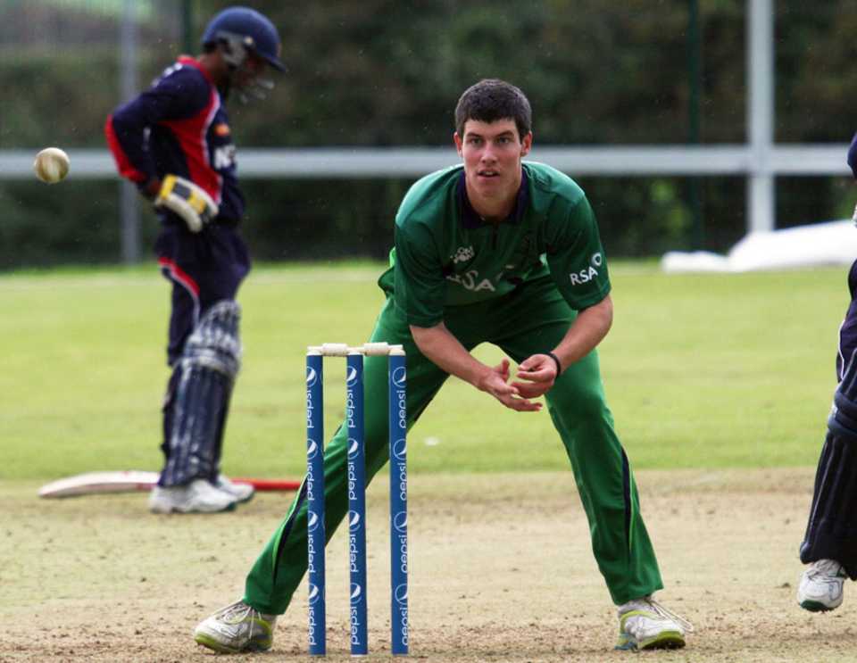George Dockrell collects a throw from the deep, Ireland v Nepal, Under-19 World Cup Qualifier, Dublin, August 6, 2011