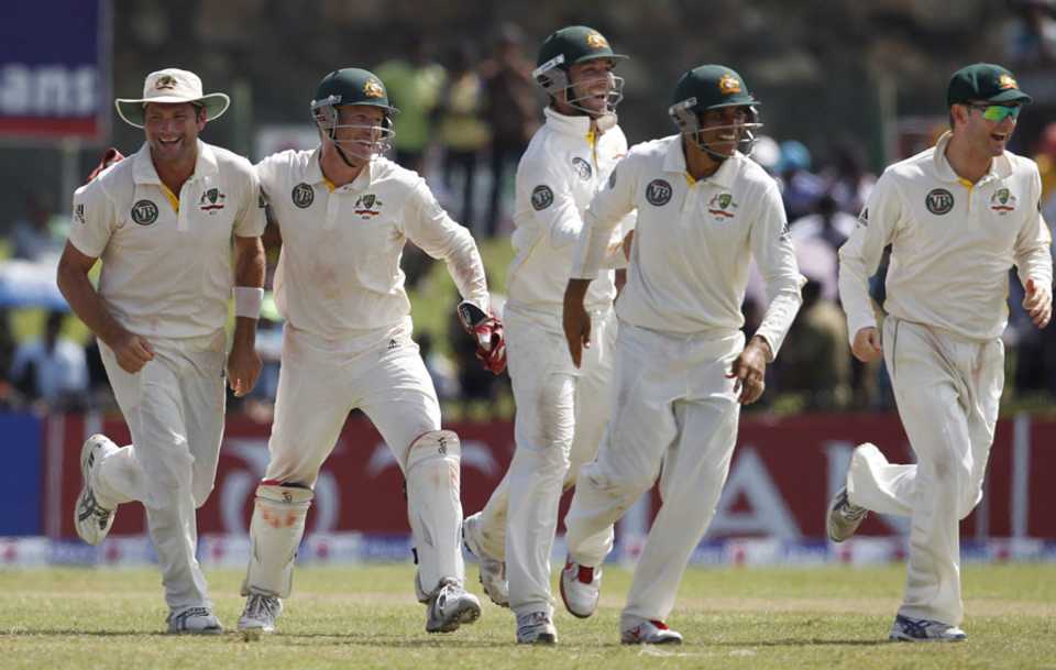Australia celebrate their 125-run win against Sri Lanka