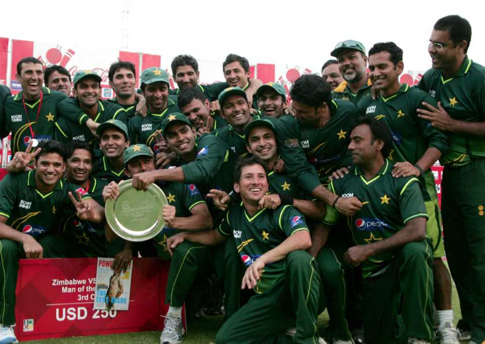 Pakistan with the trophy after their 3-0 series sweep