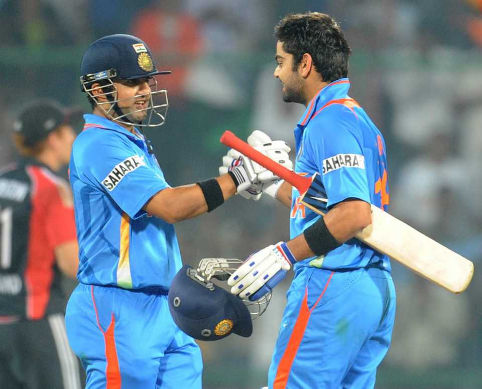 Gautam Gambhir and Virat Kohli put on 209, a new Indian record for the third wicket