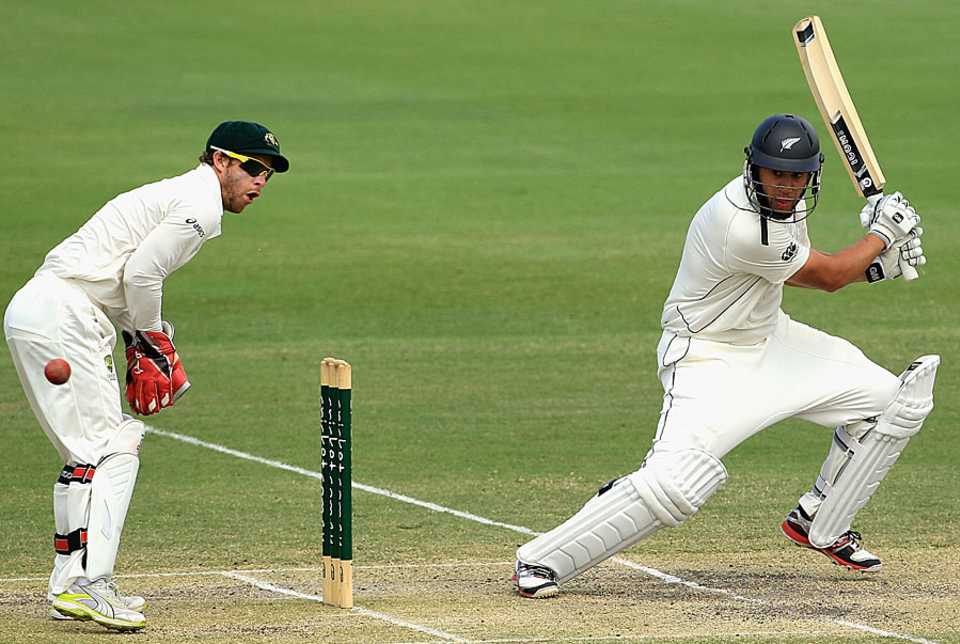 Ross Taylor cuts during his 138