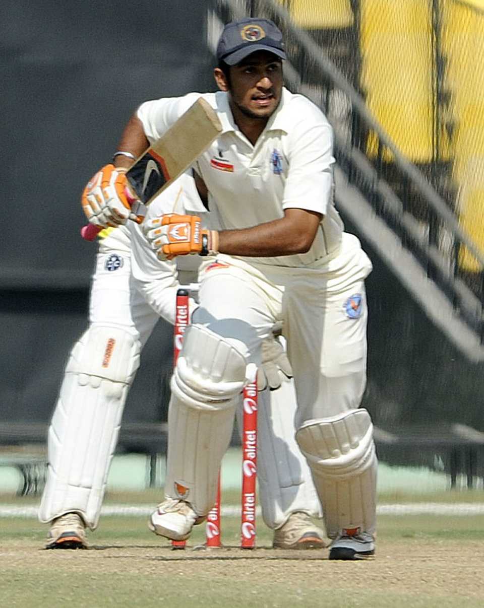 Manprit Juneja takes a run during his debut double-hundred
