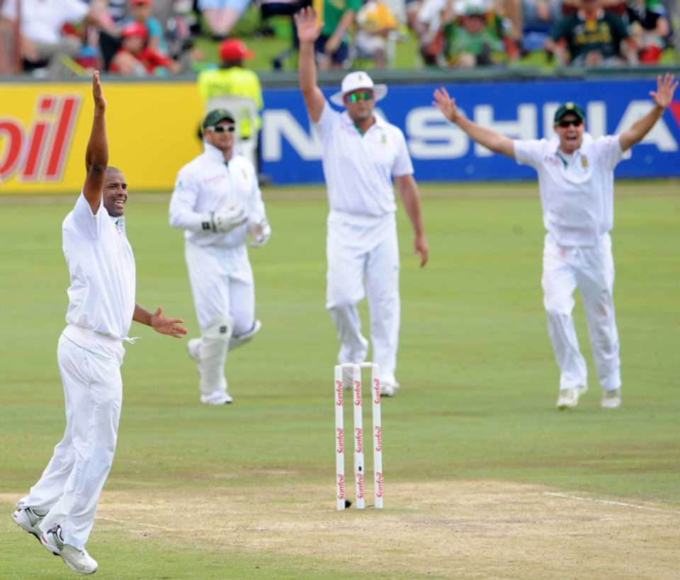 Vernon Philander appeals for one of his five wickets