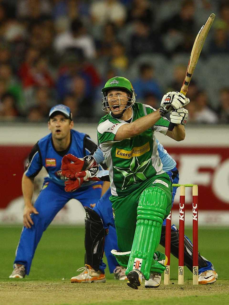 Dvid Hussey launches into one, Melbourne Stars v Adelaide Strikers, BBL 2011-12, MCG, January 19, 2012