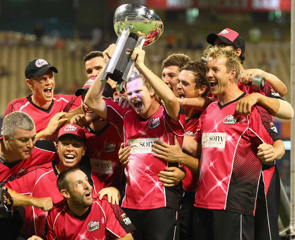The Sydney Sixers with the inaugural BBL trophy