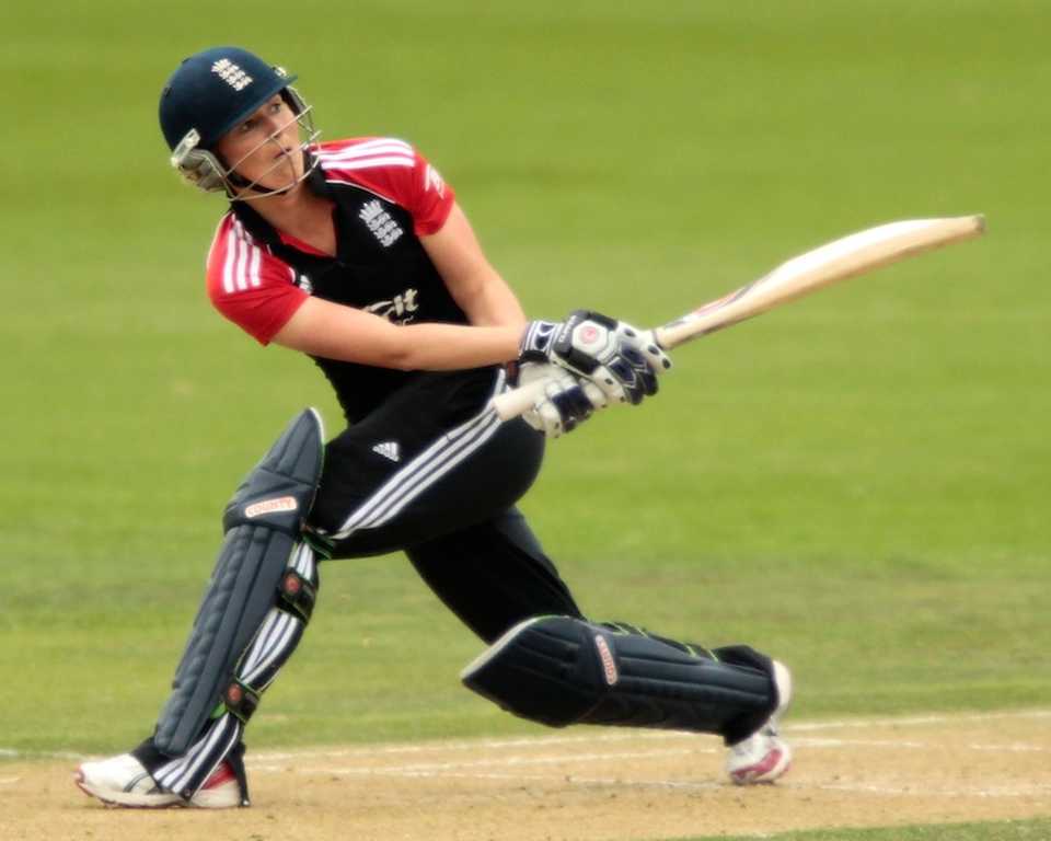 Charlotte Edwards sweeps during her hundred, New Zealand Women v England Women, 2nd ODI, Lincoln, March 3, 2012