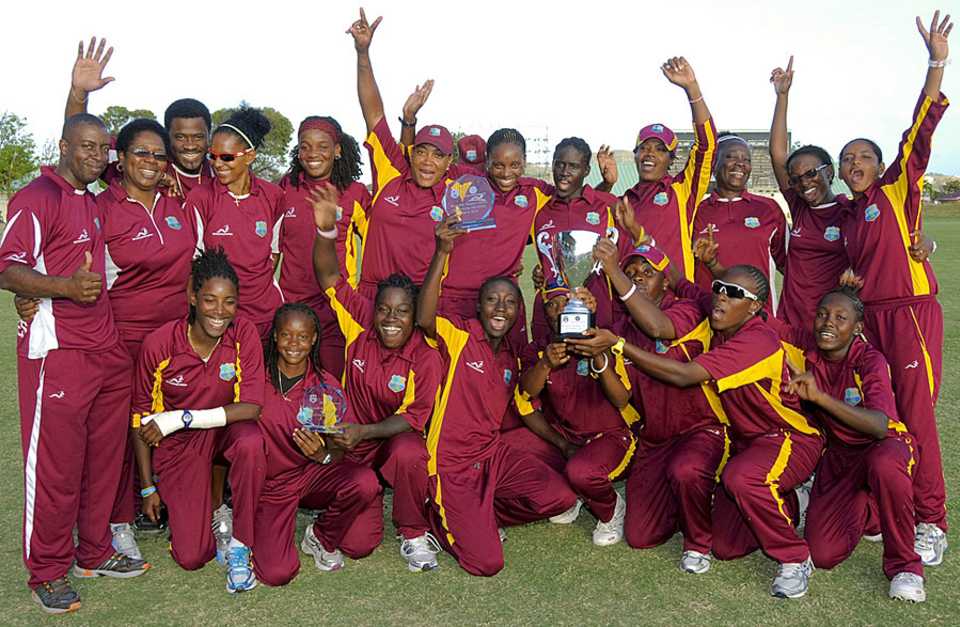 West Indies women celebrate their 2-1 series win over India
