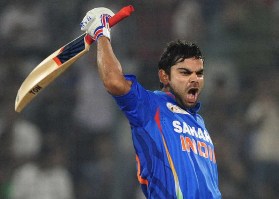 Virat Kohli celebrates his century, India v Pakistan, Asia Cup, Mirpur, March 18, 2012