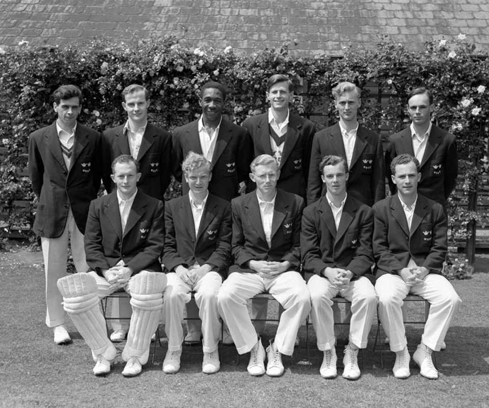 The Oxford XI to play the University match against Cambridge. Back row (left to right): Stace Clube, Stanley Metcalfe, Esmond Kentish, Jack Bailey, Ian Gibson and Michael Eagar. Front row: Aubrey Walshe, Jimmy Allan, Mike Smith (captain), Chris Walton and Peter Delisle, Lord's, July 7, 1956