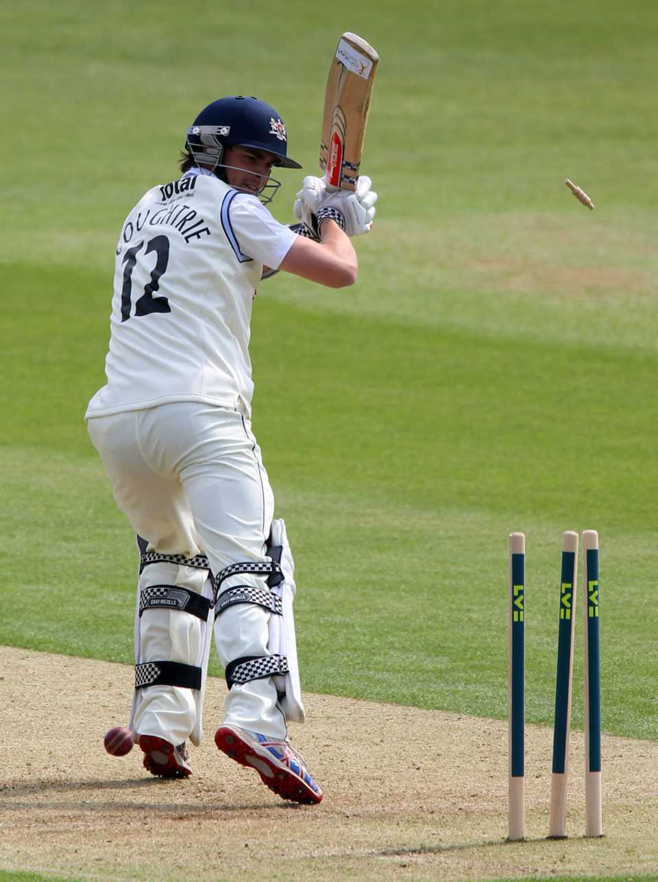 Richard Coughtrie is bowled for a duck by Azhar Mahmood
