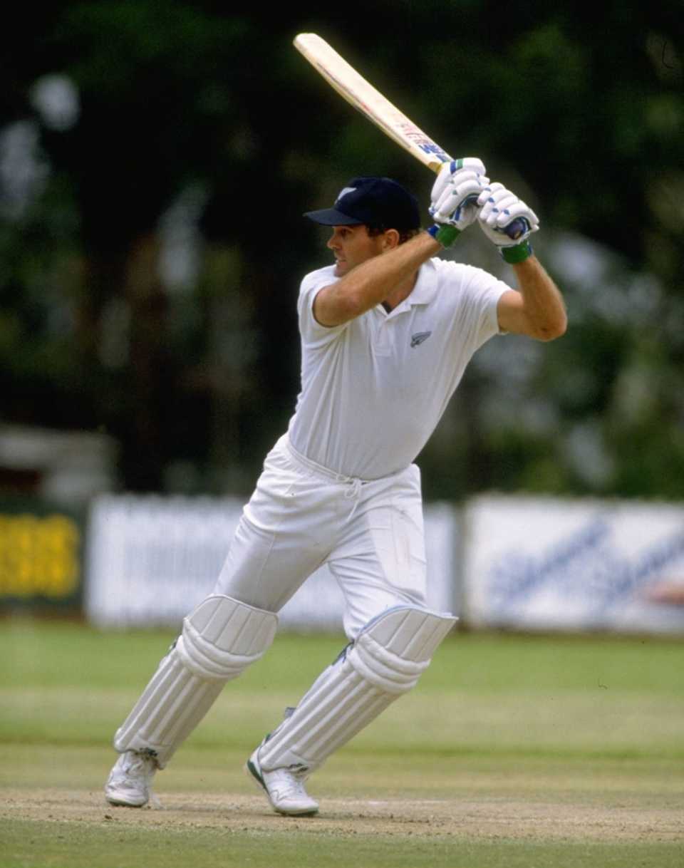 Martin Crowe plays behind the wicket