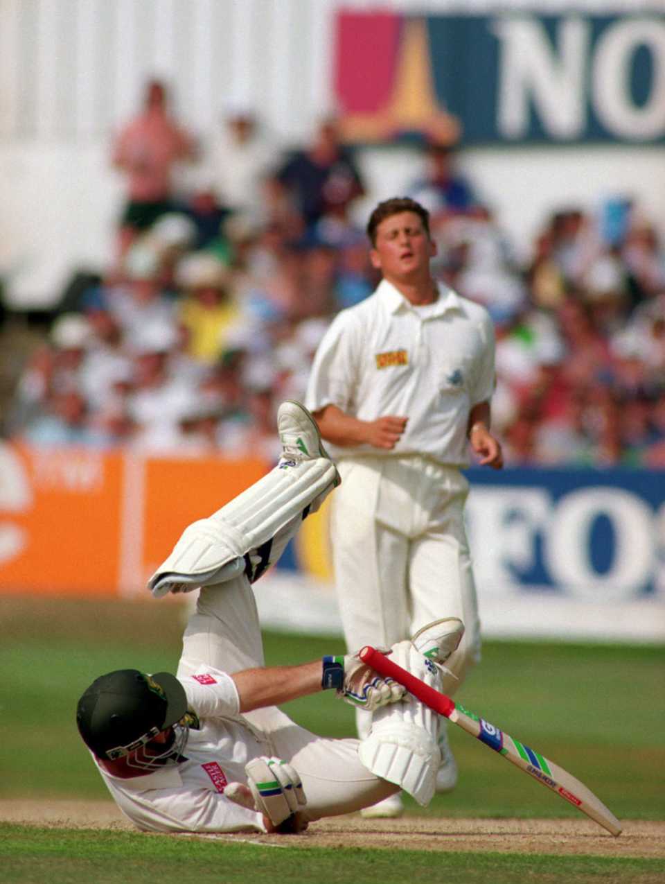 Peter Kirsten is hit by a bouncer from Darren Gough, England v South Africa, 2nd Test, Headingley, 3rd day, August 6, 1994