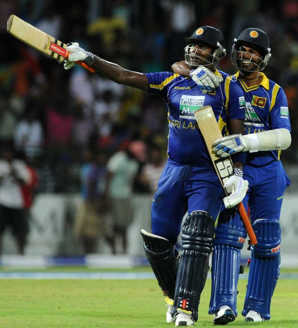 Angelo Mathews secured victory with two balls to spare