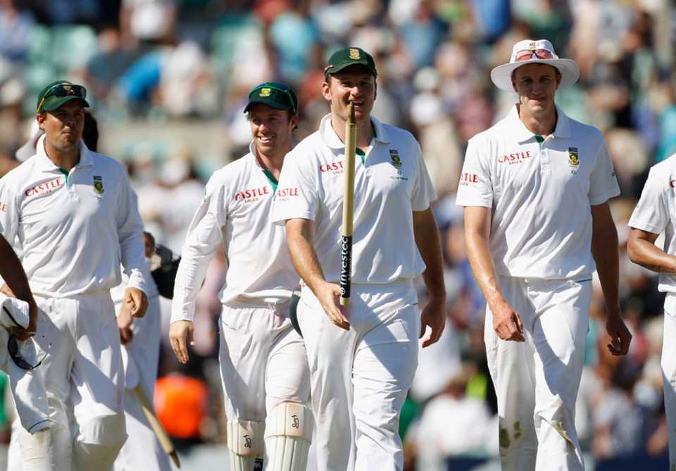 South Africa walk back after the innings victory