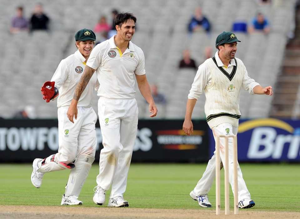Mitchell Johnson after taking a wicket