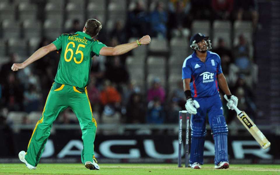 Morne Morkel returned to dismiss Samit Patel and end the England innings, England v South Africa, 2nd NatWest ODI, West End, August 28, 2012