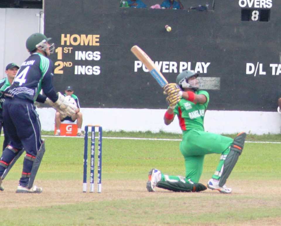 Shakib Al Hasan lofts a ball, Bangladesh v Ireland, World Twenty20 warm-ups, Colombo, September 17, 2012