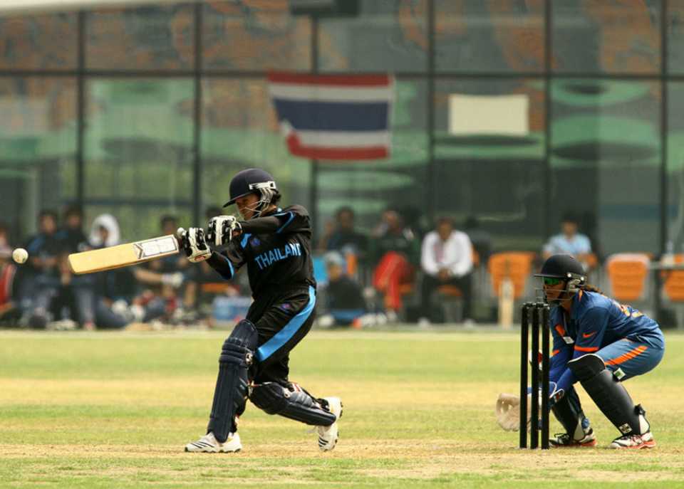 Action from the match between India and Thailand in the ACC Women's T20 Asia Cup