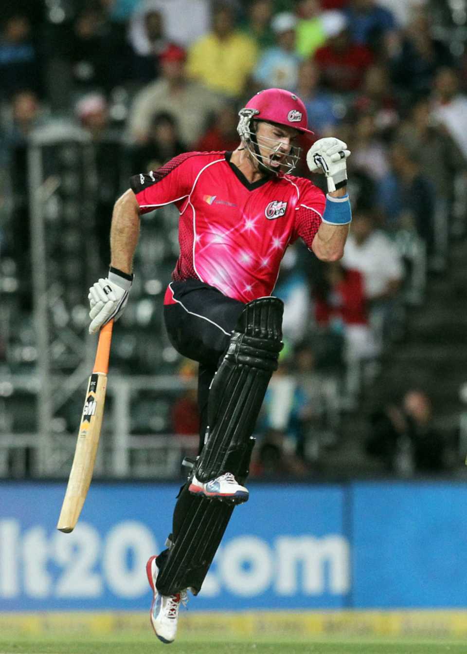 Michael Lumb is ecstatic after the win, Lions v Sydney Sixers, final, CLT20, Johannesburg, October 28, 2012