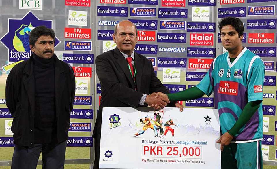 Umar Amin was adjudged the man of the match, Karachi Dolphins v Rawalpindi Rams, Faysal Bank T-20 Cup 2012-13, Lahore, December 2, 2012