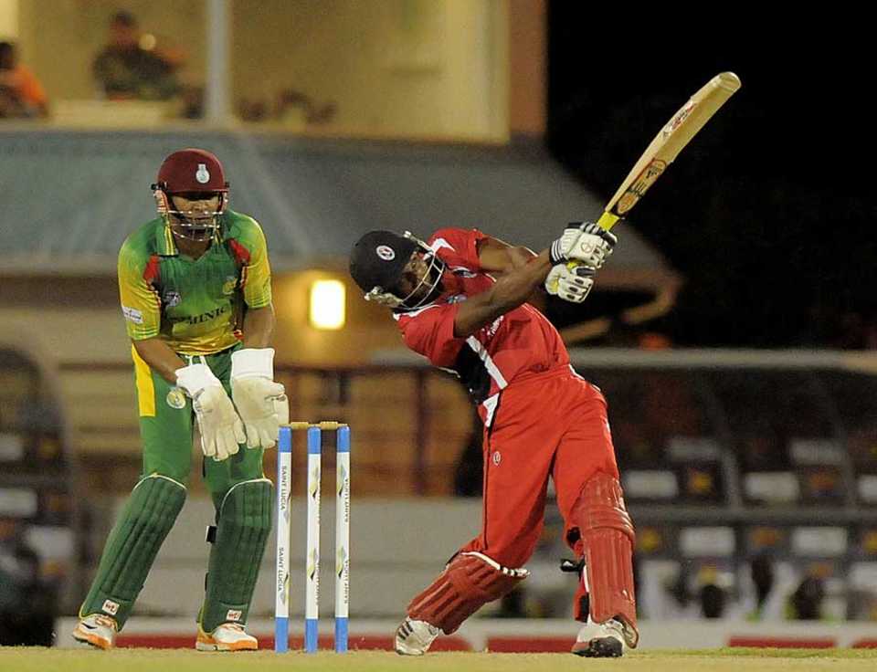 Dwayne Bravo launches into one