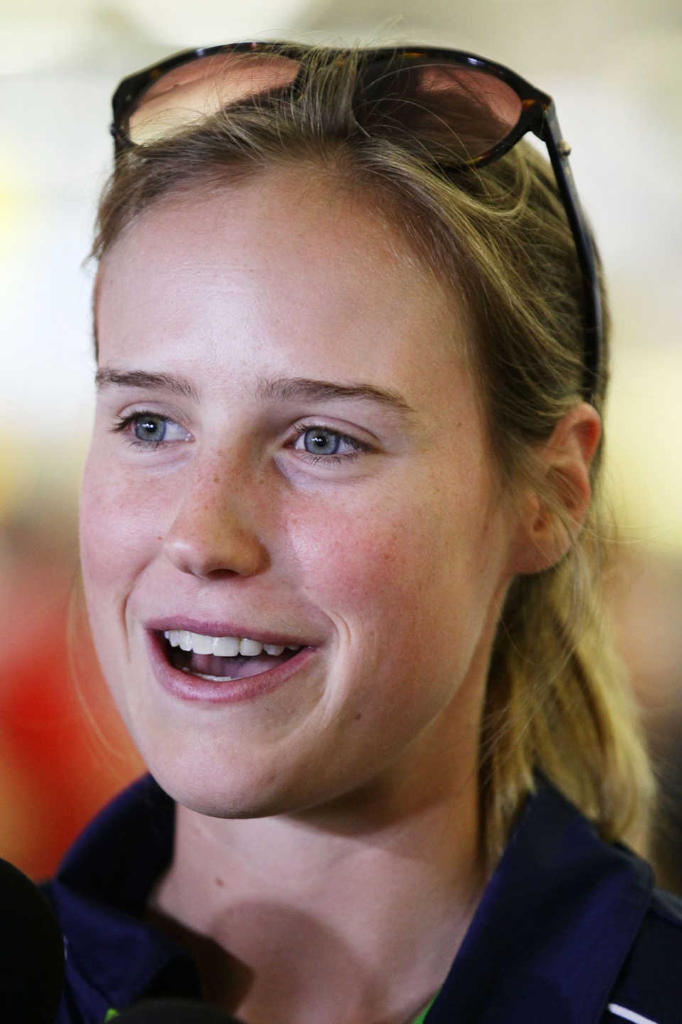 Australia's Ellyse Perry is all smiles after returning home from a victorious World Cup campaign
