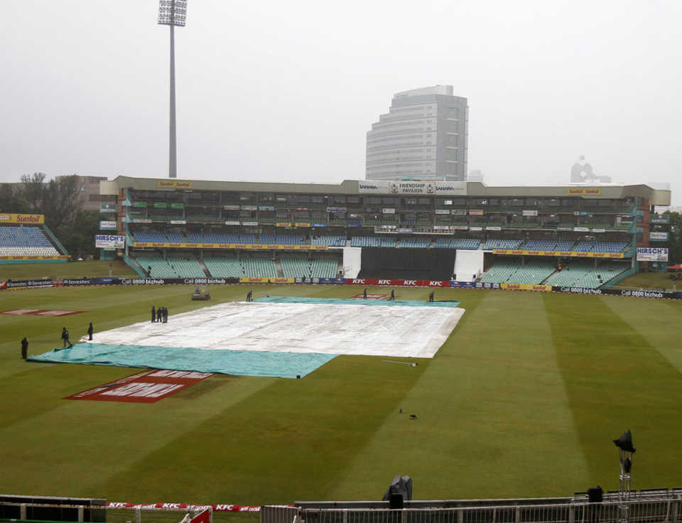 The Kingsmead ground under covers, South Africa v Pakistan, 1st Twenty20, Durban, March 1, 2013