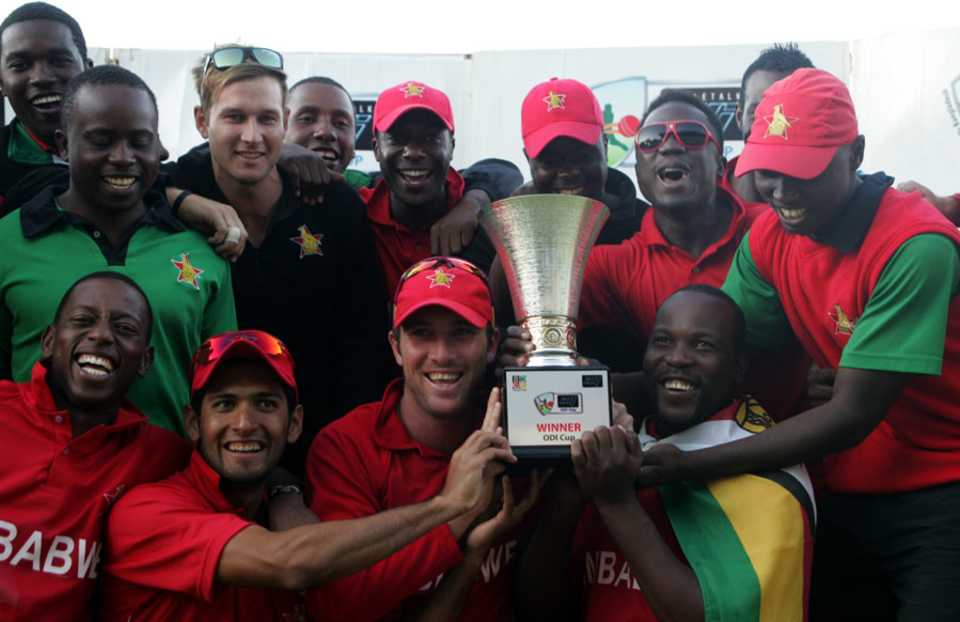 The Zimbabwe team celebrate their series win