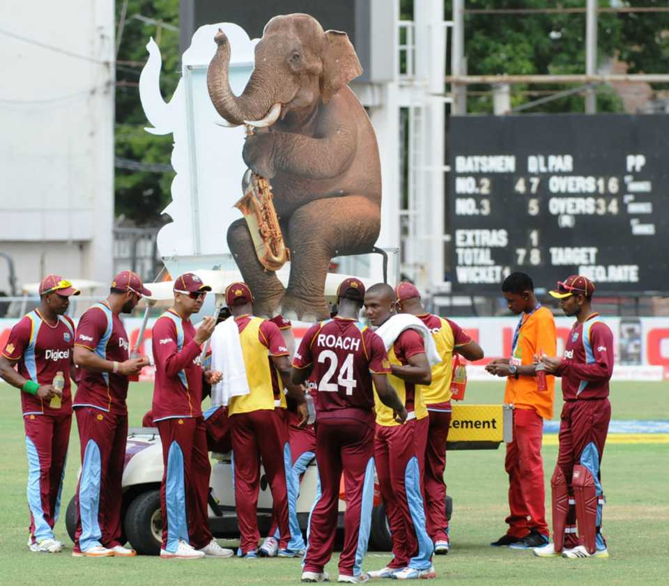 West Indies players take a break