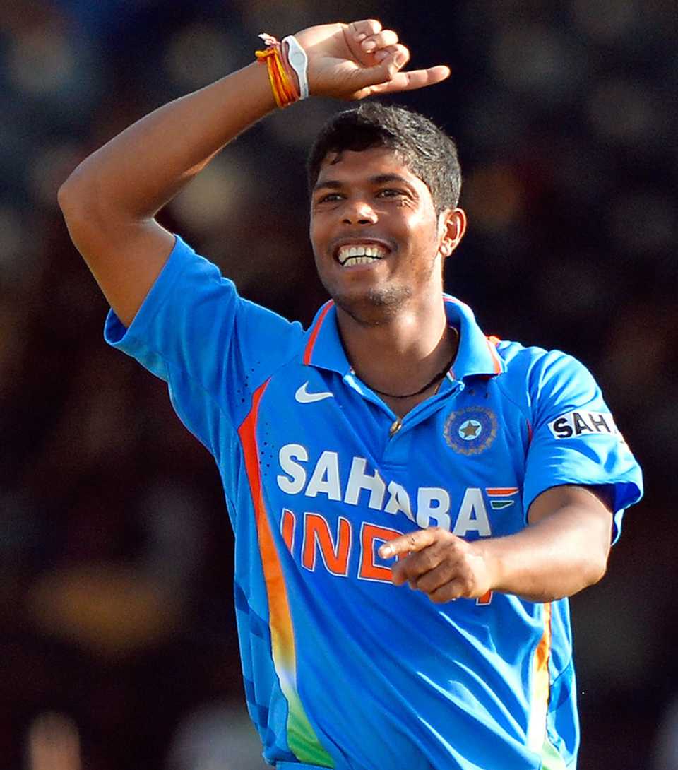 Umesh Yadav celebrates a wicket, West Indies v India, West Indies tri-series, Port of Spain, July 5, 2013