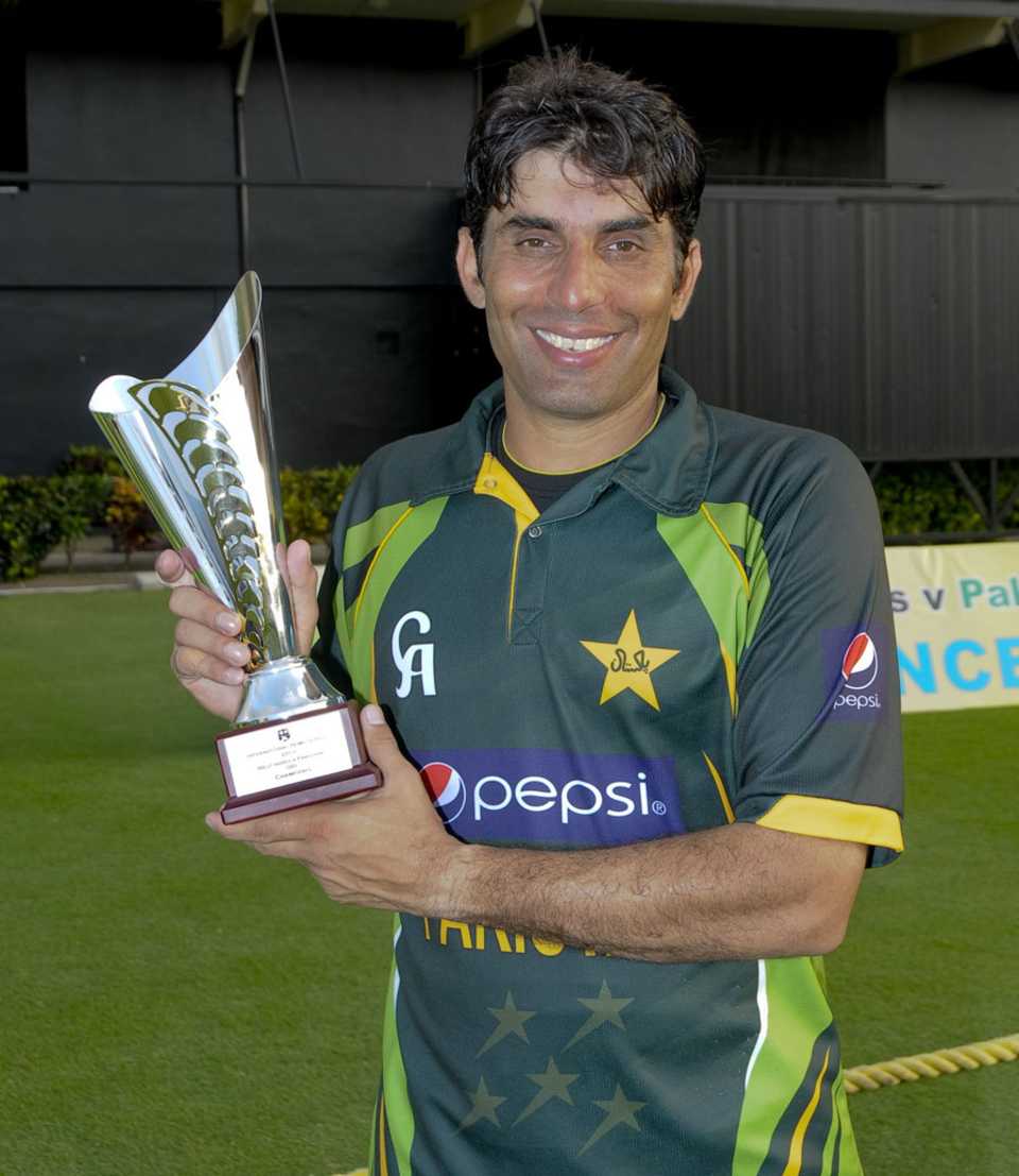 Pakistan captain Misbah-ul-Haq with the series trophy, West Indies v Pakistan, 5th ODI, St Lucia, July 24, 2013