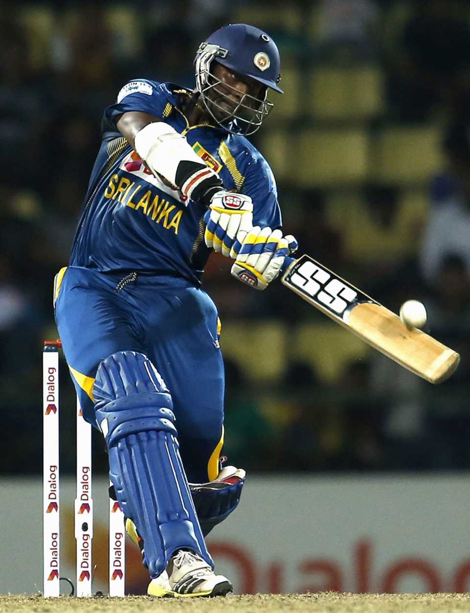 Thisara Perera ready to muscle the ball over the top