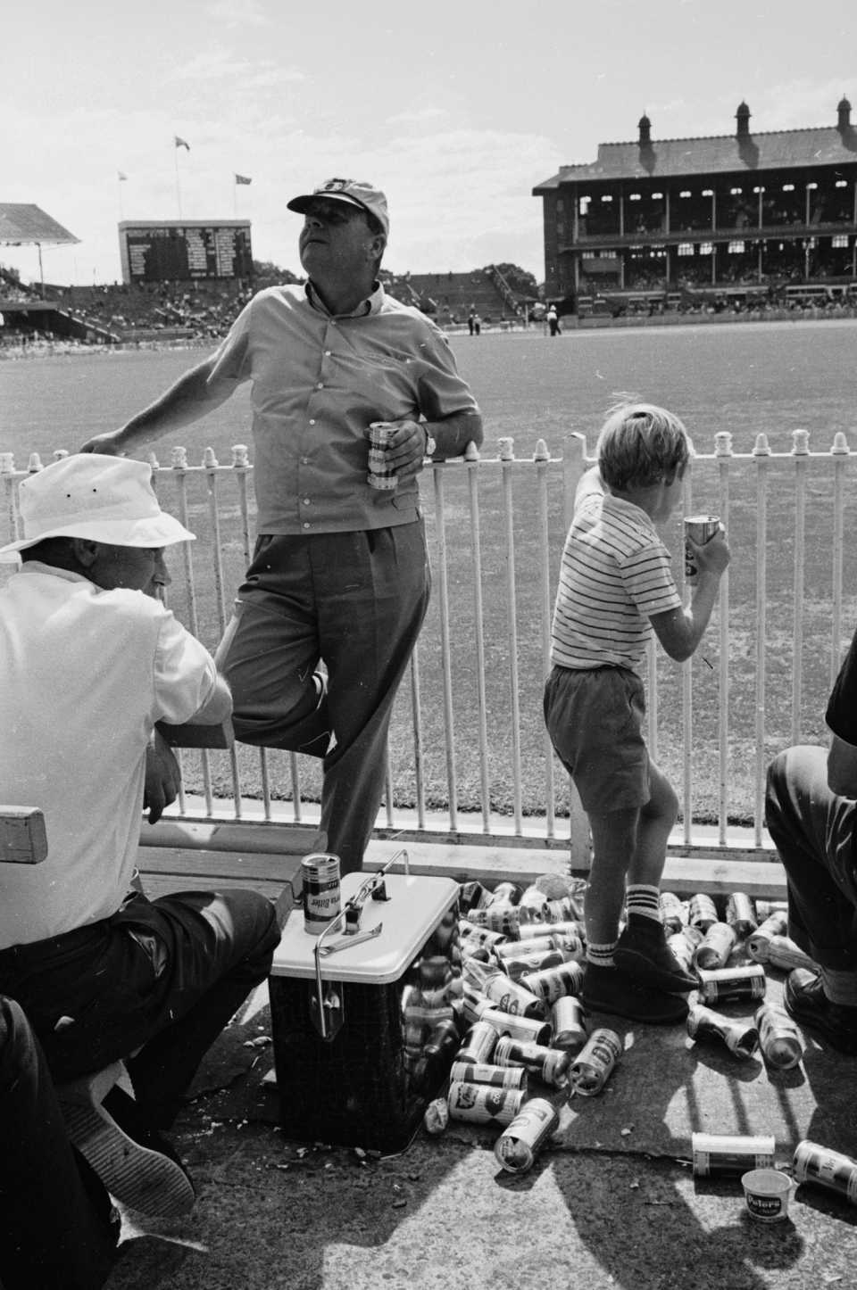 Australian spectators enjoy a beer or two, Australia v England, 3rd Test, Sydney, January 7-11, 1966