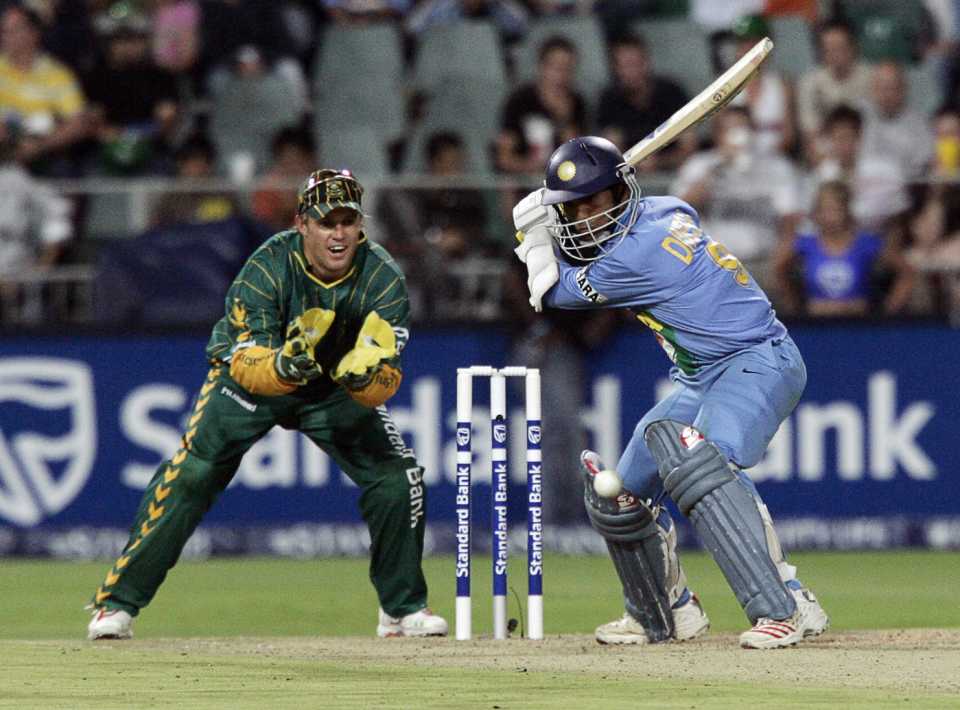 Dinesh Karthik sets up for a shot, South Africa v India, only Twenty20, Johannesburg, December 1, 2006