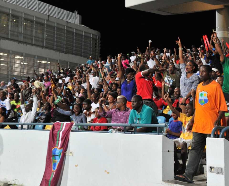 A large crowd gathers to cheer the home team in the Women's Tri-Nation T20 match in Bridgetown
