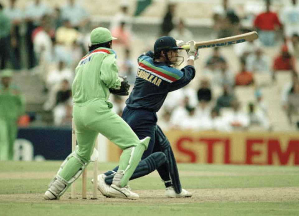 Sachin Tendulkar drives through the offside, India v Pakistan, Benson & Hedges World Cup, Sydney, March 4, 1992