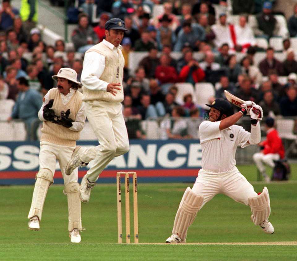 Sachin Tendulkar forces Nasser Hussain into taking evasive action, England v India, 3rd Test, Trent Bridge, 1st day, July 4, 1996