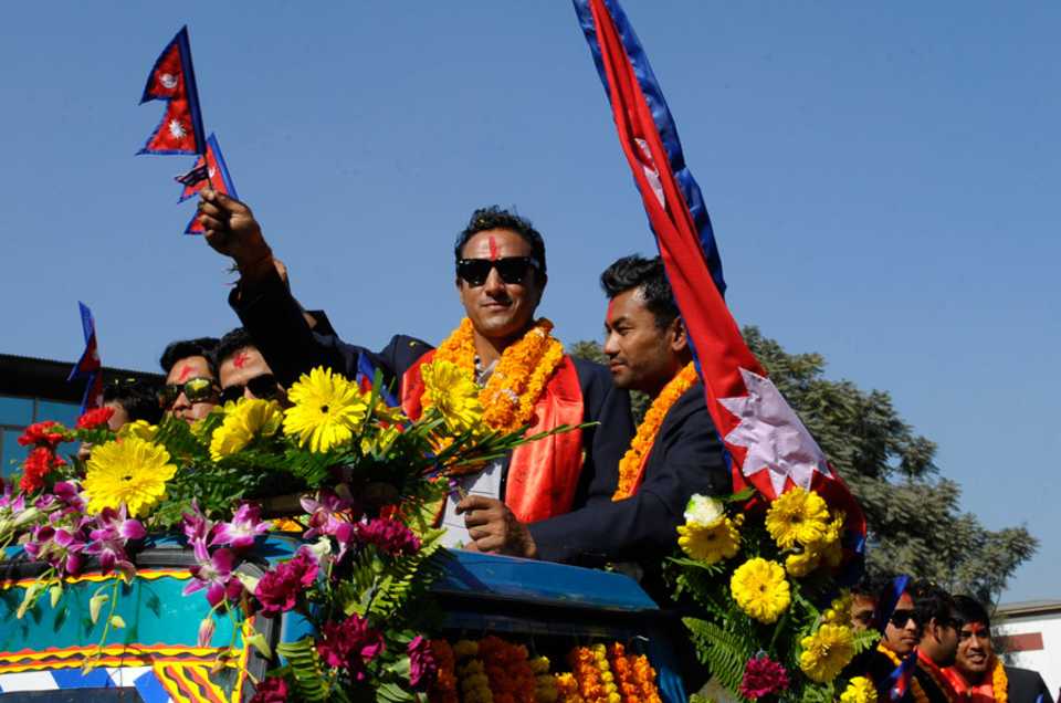Paras Khadka waves to the fans