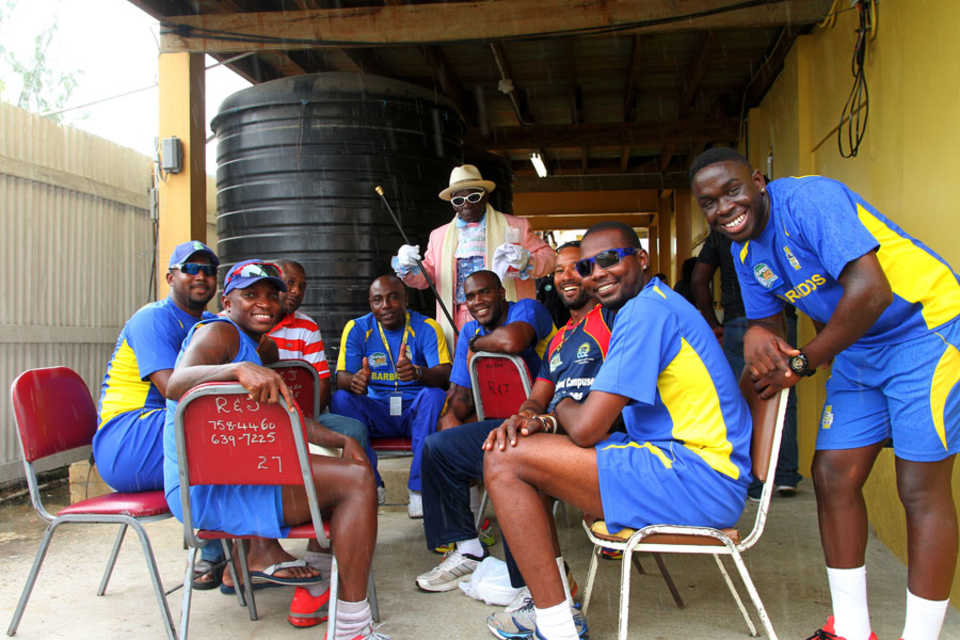 The Barbados side await the start of the match