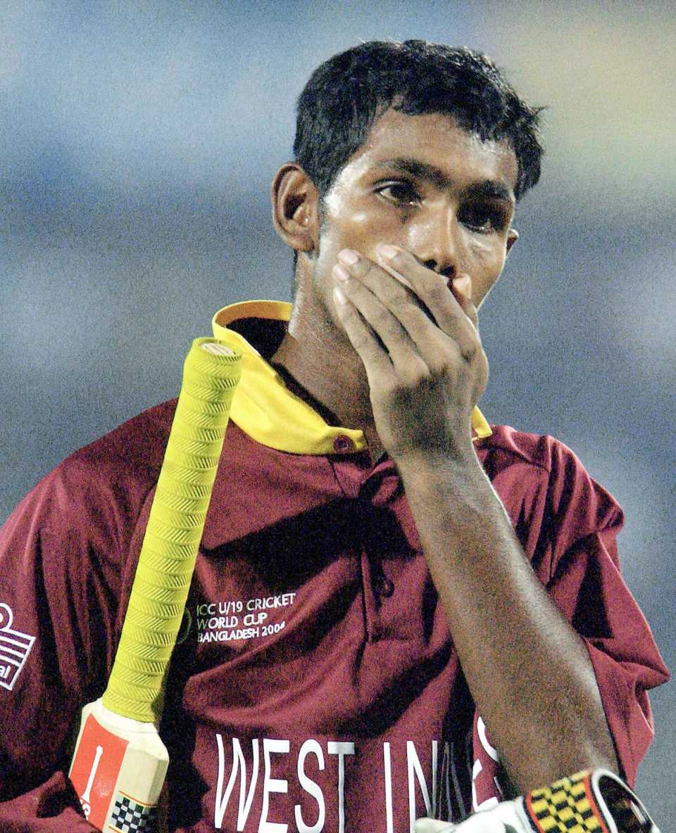 Denesh Ramdin walks back after being dismissed for 36, Pakistan U-19 v West Indies U-19, Under-19 World Cup final, Dhaka, March 5, 2004