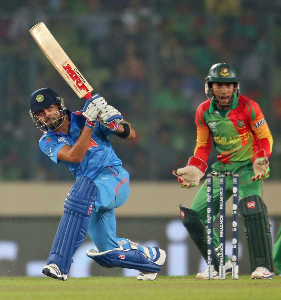 Virat Kohli guides the ball through the on side, Bangladesh v India, World T20, Group 2, Mirpur, March 28, 2014