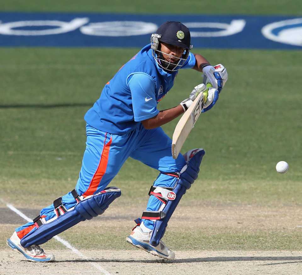 Ricky Bhui guides the ball to the off side, England v India, Under-19 World Cup, quarterfinal, Dubai, February 22, 2014