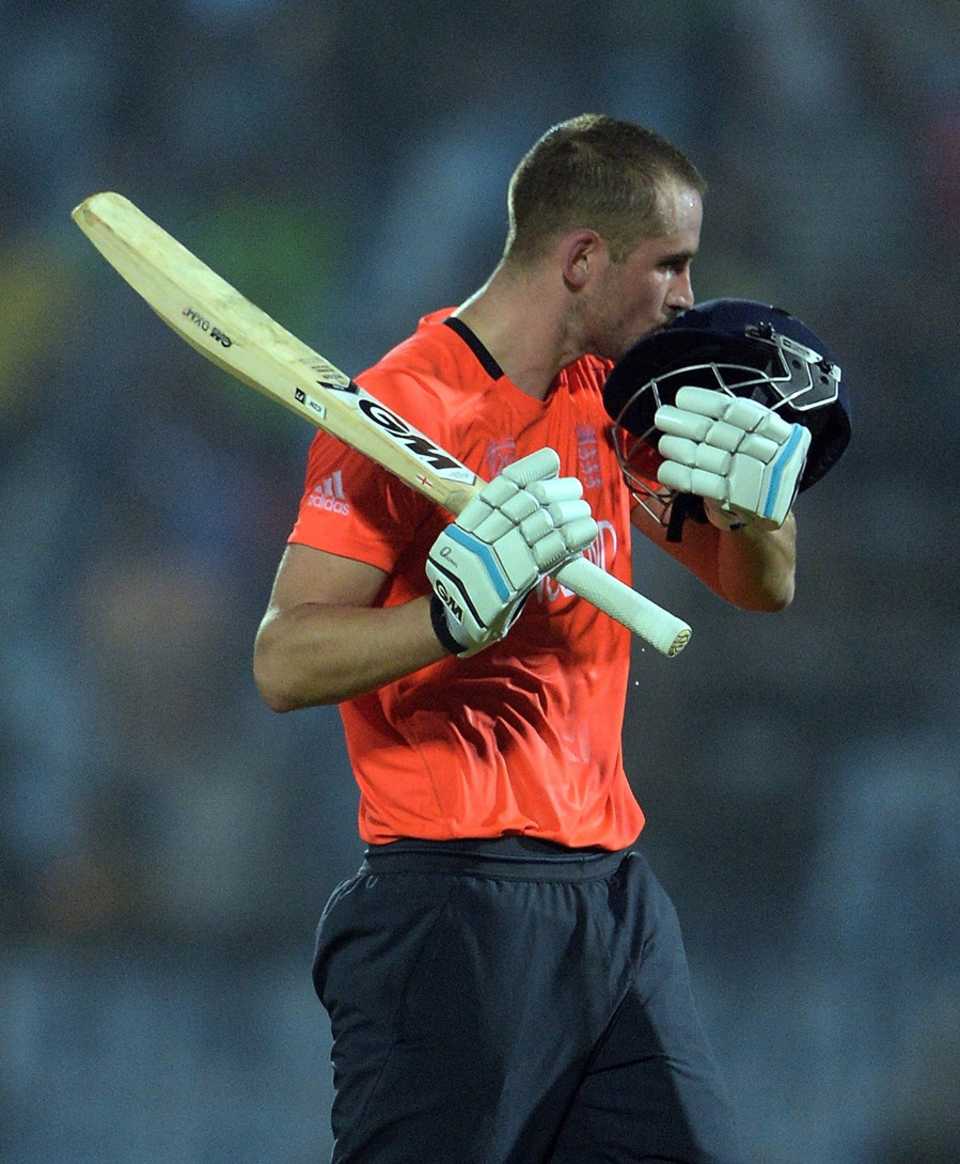 Alex Hales after reaching his hundred